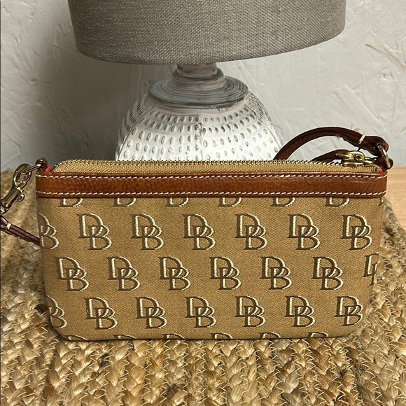 Dooney & Bourke Tan and Brown Clutch with Monogram Design - Picture 2 of 7